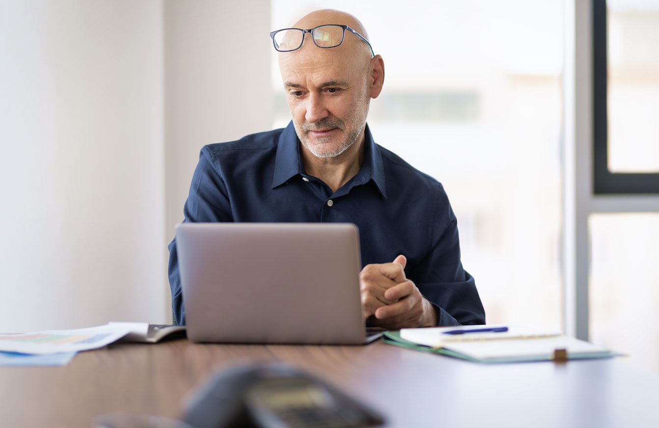 Business Man on a webinar